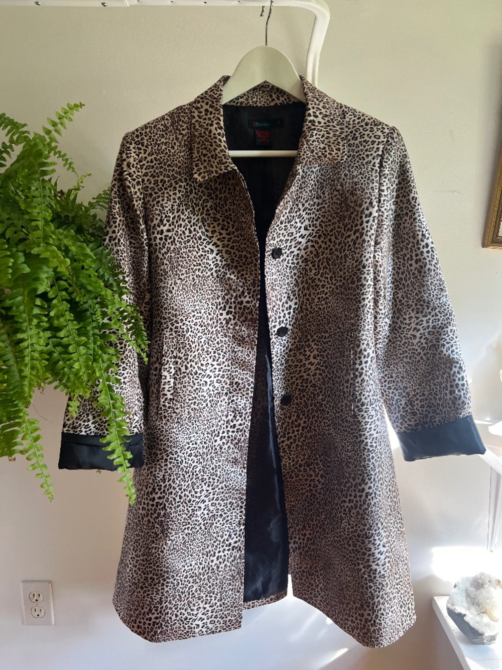 Vintage 100% Silk Leopard Print Coat | Long Blazer Jacket